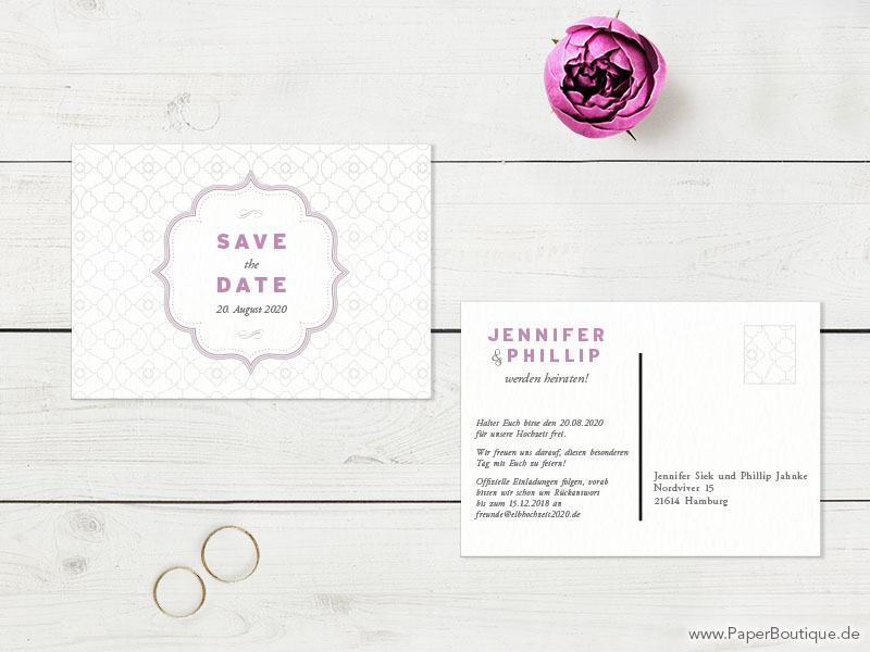 Save-The-Date zur Hochzeit in rosa