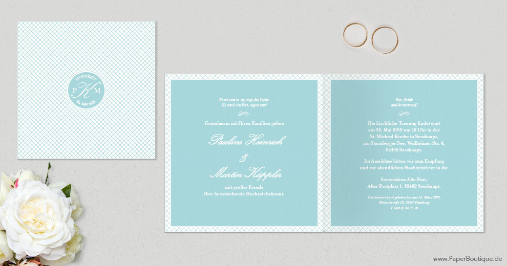 Elegante Einladungskarten zur Hochzeit in Aquarell
