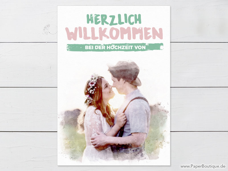 Wegweiser und Hochzeitsschild zur Berlin Hochzeit mit Foto