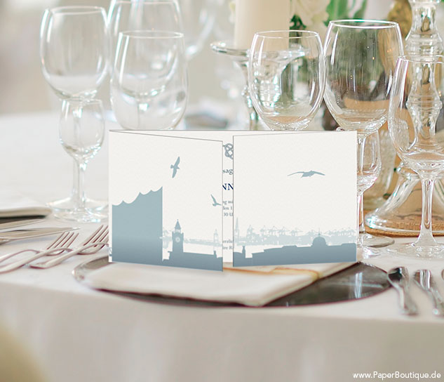 Hochzeitseinladung mit Hamburg Panorama