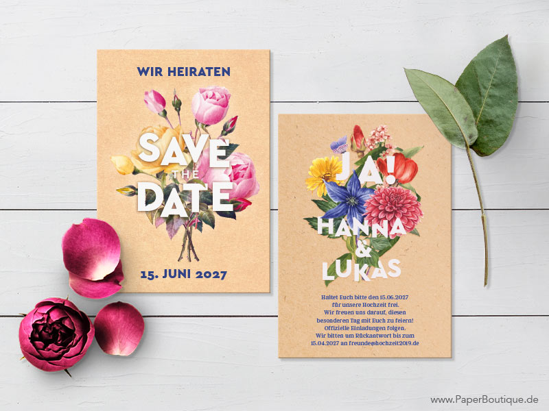 Save-the-Date zur floralen Hochzeit